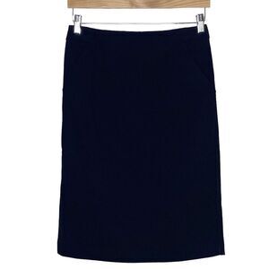 A New Day Womens Size 6 Black Pencil Skirt Pockets Stretch Back Zip Knee Length